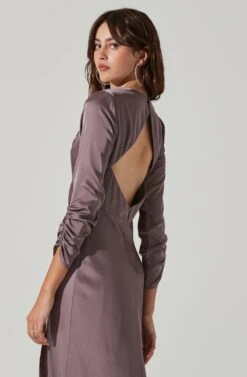 Gracie Long Sleeve Cutout Satin Midi Dress 34 Gracie Long Sleeve Cutout Satin Midi Dress -Astr The Label Shop ADR101065 DUSTYMAUVE 0100