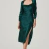 Gracie Long Sleeve Cutout Satin Midi Dress 1 Gracie Long Sleeve Cutout Satin Midi Dress -Astr The Label Shop ADR101065 HUNTERGREEN 1