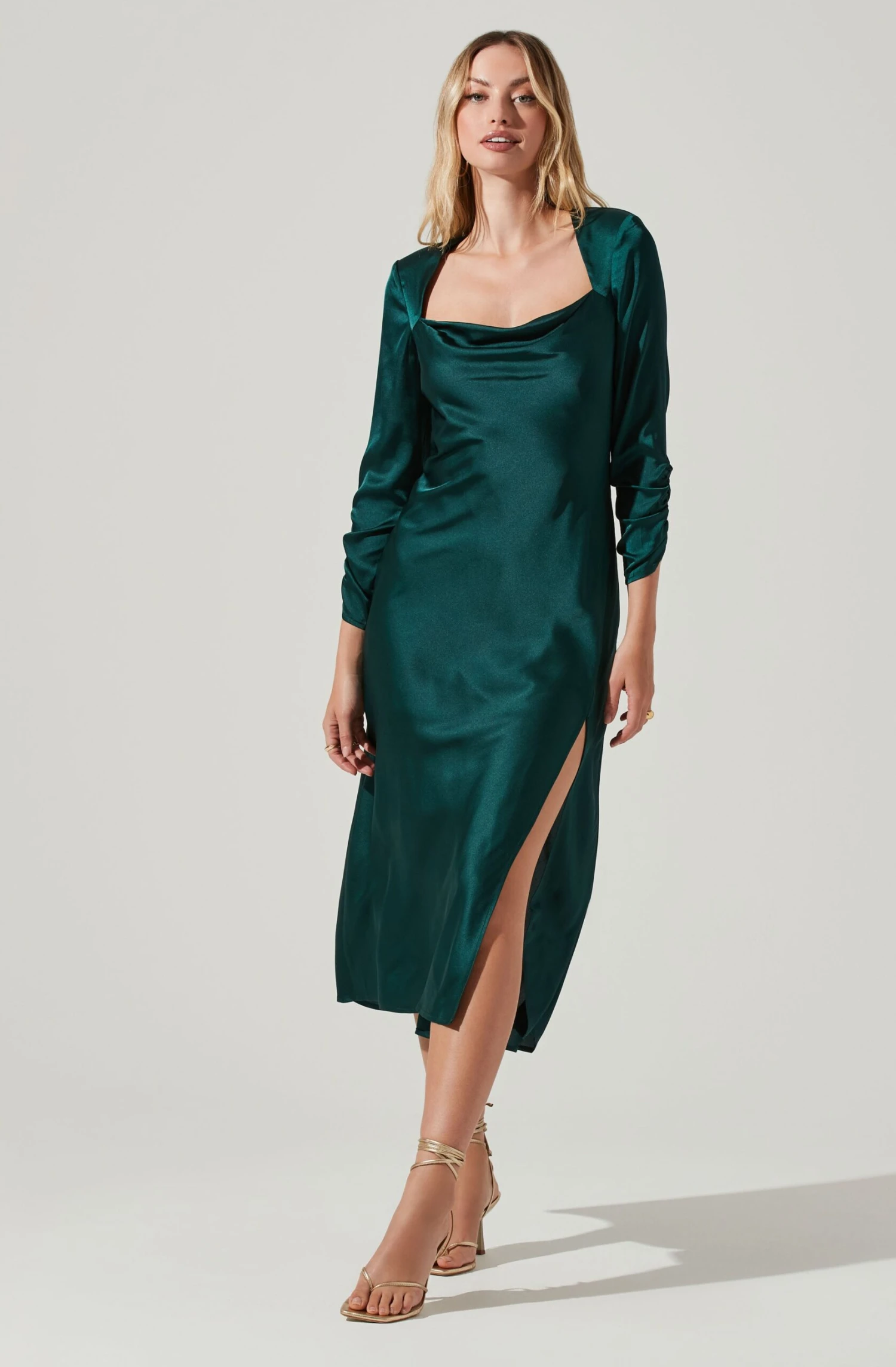 Gracie Long Sleeve Cutout Satin Midi Dress 3 Gracie Long Sleeve Cutout Satin Midi Dress