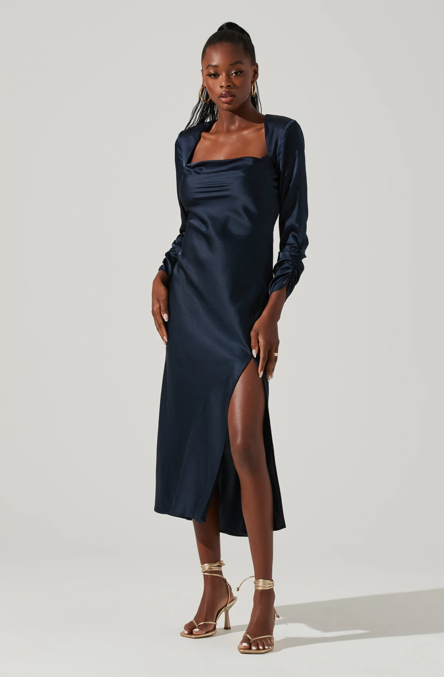 Gracie Long Sleeve Cutout Satin Midi Dress 17 Gracie Long Sleeve Cutout Satin Midi Dress - Image 15
