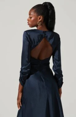 Gracie Long Sleeve Cutout Satin Midi Dress 38 Gracie Long Sleeve Cutout Satin Midi Dress -Astr The Label Shop ADR101065 MIDNIGHT 3