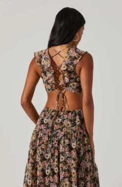 Floral Ruffle Cutout Maxi Dress 11 Floral Ruffle Cutout Maxi Dress -Astr The Label Shop ADR101396 BLACKMULTIFLORAL 5