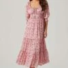Floral Smocked Waist Tiered Midi Dress 2 Floral Smocked Waist Tiered Midi Dress -Astr The Label Shop ADR101527 PINKFLORAL 5 2