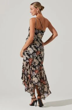 Emmylou Floral One Shoulder Midi Dress 23 Emmylou Floral One Shoulder Midi Dress -Astr The Label Shop ADR101528 BLACKFLORAL 5