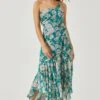 Emmylou Floral One Shoulder Midi Dress -Astr The Label Shop ADR101528 GREENPURPLEFLORAL 1
