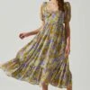 Floral Sweetheart Neck Midi Dress 1 Floral Sweetheart Neck Midi Dress -Astr The Label Shop ADR101552 GOLDPURPLEFLORAL 2