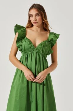 Flutter Sleeve Tie Back Maxi Dress -Astr The Label Shop ADR101610 GREENAPPLE 4