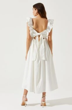 Flutter Sleeve Tie Back Maxi Dress -Astr The Label Shop ADR101610 WHITE 5