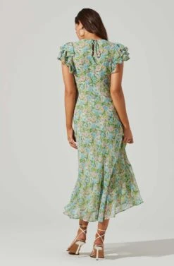 Celestine Floral Ruffle Midi Dress -Astr The Label Shop ADR101613 GREENBLUEFLORAL 4