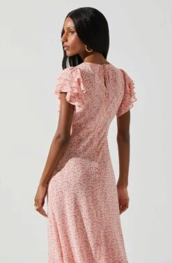 Celestine Floral Ruffle Midi Dress -Astr The Label Shop ADR101613 PINKREDFLORAL 6