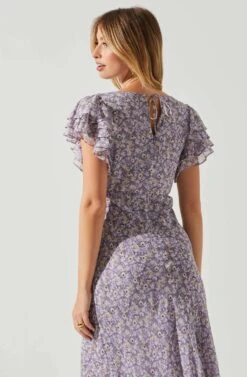 Celestine Floral Ruffle Midi Dress -Astr The Label Shop ADR101613 PURPLEFLORAL 5