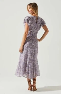 Celestine Floral Ruffle Midi Dress -Astr The Label Shop ADR101613 PURPLEFLORAL 6