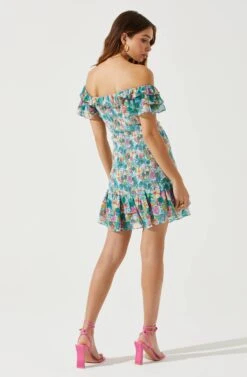 Flutter Sleeve Smocked Mini Dress -Astr The Label Shop ADR101648 BLUEPINKMULTI 5