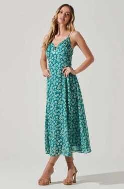 Floral Ruched Bust Midi Dress 10 Floral Ruched Bust Midi Dress -Astr The Label Shop ADR101663 BLUEFLORAL 1