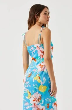 Satin Front Tie Wrap Floral Midi Dress -Astr The Label Shop ADR101683 CAPRIBLUEFLORAL 6
