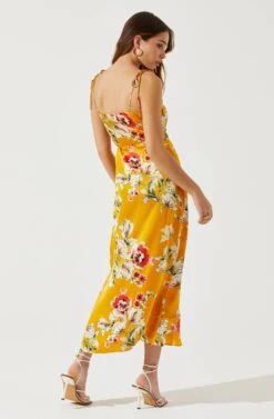 Satin Front Tie Wrap Floral Midi Dress -Astr The Label Shop ADR101683 YELLOWFLORAL 5