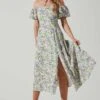 Off Shoulder Puff Sleeve Midi Dress 2 Off Shoulder Puff Sleeve Midi Dress -Astr The Label Shop ADR101706 PURPLEMULTIFLORAL 1