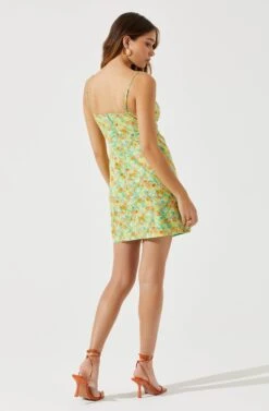 Keyhole Wrap Floral Mini Dress -Astr The Label Shop ADR101709 GREENMULTIFLORAL 5