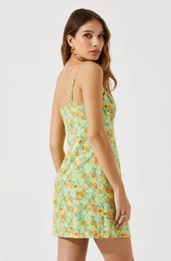 Keyhole Wrap Floral Mini Dress -Astr The Label Shop ADR101709 GREENMULTIFLORAL 6