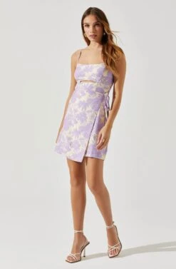 Keyhole Wrap Floral Mini Dress -Astr The Label Shop ADR101709 LAVENDERFLORAL 2