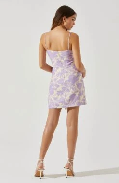 Keyhole Wrap Floral Mini Dress -Astr The Label Shop ADR101709 LAVENDERFLORAL 6