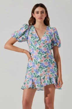 Flutter Sleeve Cutout Floral Mini Dress -Astr The Label Shop ADR101724 WHITEMULTIFLORAL 1