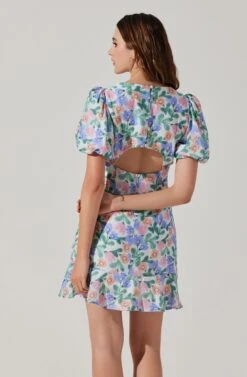 Flutter Sleeve Cutout Floral Mini Dress -Astr The Label Shop ADR101724 WHITEMULTIFLORAL 2