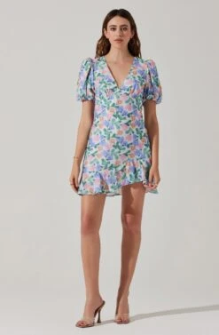 Flutter Sleeve Cutout Floral Mini Dress -Astr The Label Shop ADR101724 WHITEMULTIFLORAL 3