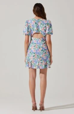 Flutter Sleeve Cutout Floral Mini Dress -Astr The Label Shop ADR101724 WHITEMULTIFLORAL 4