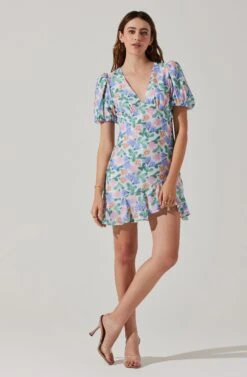Flutter Sleeve Cutout Floral Mini Dress -Astr The Label Shop ADR101724 WHITEMULTIFLORAL 5