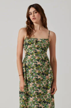 Open Back Floral Midi Dress -Astr The Label Shop ADR101751 GREENORANGEFLORAL 4