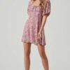 Floral Puff Sleeve Mini Dress -Astr The Label Shop ADR101755 MAGENTALIMEDITSY 2