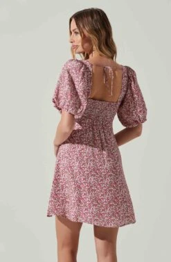 Floral Puff Sleeve Mini Dress 18 Floral Puff Sleeve Mini Dress -Astr The Label Shop ADR101755 MAGENTALIMEDITSY 5