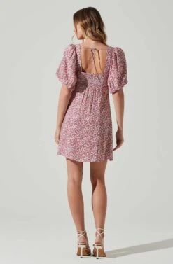Floral Puff Sleeve Mini Dress 19 Floral Puff Sleeve Mini Dress -Astr The Label Shop ADR101755 MAGENTALIMEDITSY 6