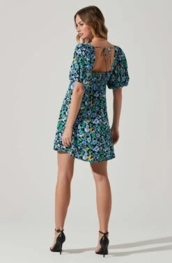 Floral Puff Sleeve Mini Dress 25 Floral Puff Sleeve Mini Dress -Astr The Label Shop ADR101755 PERIWINKLEBLKMULTI 6