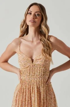 Floral Pleated Midi Dress 21 Floral Pleated Midi Dress -Astr The Label Shop ADR101774 YELLOWPINKFLORAL 3