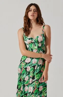 Satin Corset Floral Maxi Dress -Astr The Label Shop ADR101783 PINKGREENFLORAL 3