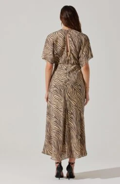 Flutter Sleeve Open Back Midi Dress -Astr The Label Shop ADR101803 CHARCOALTAUPEABST 5