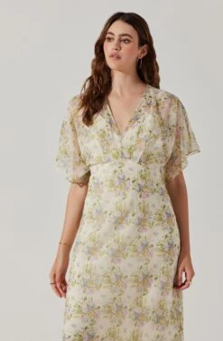 Flutter Sleeve Open Back Maxi Dress -Astr The Label Shop ADR101803 CREAMMULTIFLORAL 3