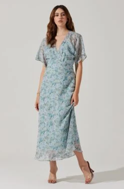 Flutter Sleeve Open Back Maxi Dress -Astr The Label Shop ADR101803 LIGHTBLUEMULTIFRL 1