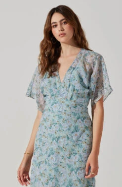 Flutter Sleeve Open Back Maxi Dress -Astr The Label Shop ADR101803 LIGHTBLUEMULTIFRL 3