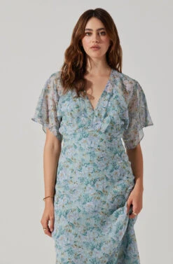 Flutter Sleeve Open Back Maxi Dress -Astr The Label Shop ADR101803 LIGHTBLUEMULTIFRL 4