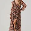 Floral Lace Back Long Sleeve Maxi Dress -Astr The Label Shop ADR102039 ORANGEBLACKFLORAL 1