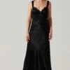 Aeris Satin Lace Trim Maxi Dress 2 Aeris Satin Lace Trim Maxi Dress -Astr The Label Shop ADR102254 BLACK 1