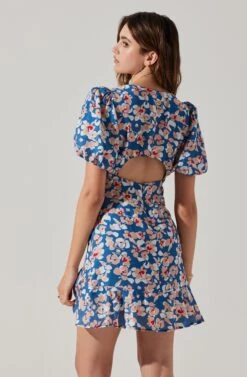 Flutter Sleeve Cutout Floral Mini Dress -Astr The Label Shop ADR10724 BLUEPINKFLORAL 6