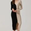 Two Toned Long Sleeve Midi Sweater Dress -Astr The Label Shop ALD45112 FCI BLACKCONTRAST 1