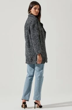 Oversized Marled Coat -Astr The Label Shop ALT13093 BLACK WHITE 3
