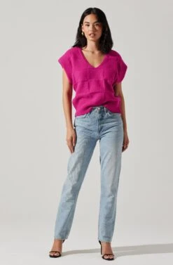 Checkered Sweater Vest 21 Checkered Sweater Vest -Astr The Label Shop ALT16416 CI FUCHSIA 4