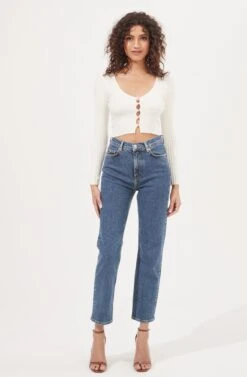 Lottie Pearl Button Cardigan -Astr The Label Shop AMB WS 176 IVORY 1