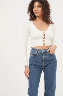 Lottie Pearl Button Cardigan -Astr The Label Shop AMB WS 176 IVORY 3